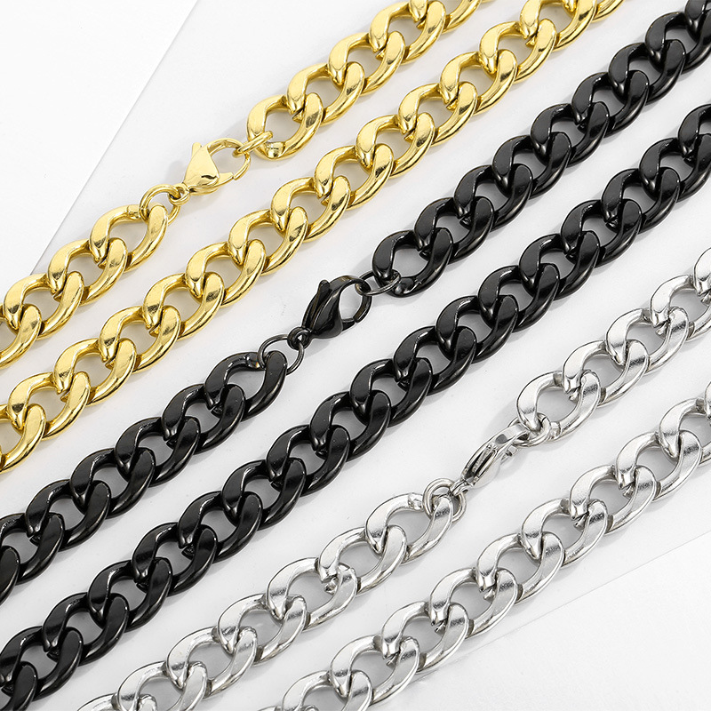 Men Accessories Neck Chain - سلسلة عنق كوبية من الفولاذ المقاوم