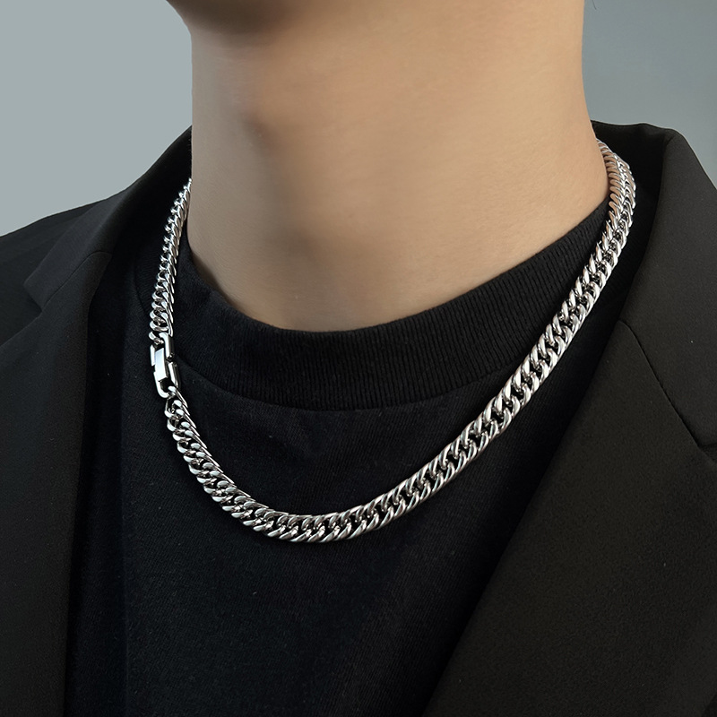 قلادة سلسلة كوبية من الفولاذ ا - مراجعة Men Accessories Neck Chain وسعره