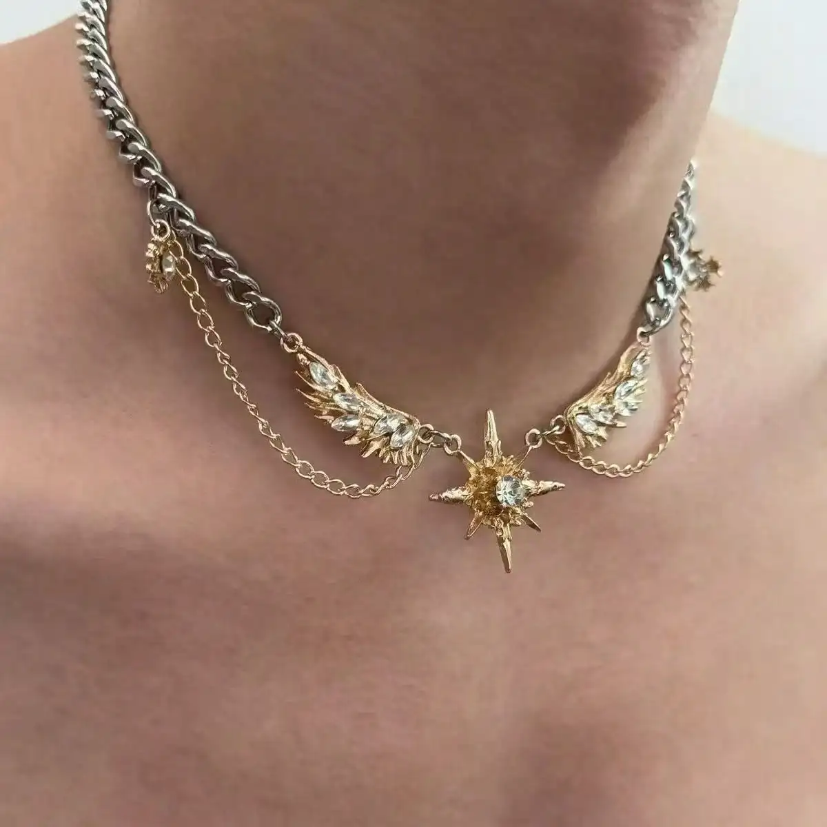 قلادة جوثيك بانك ذهبية اللون ب - مراجعة Men Accessories Neck Chain وسعره